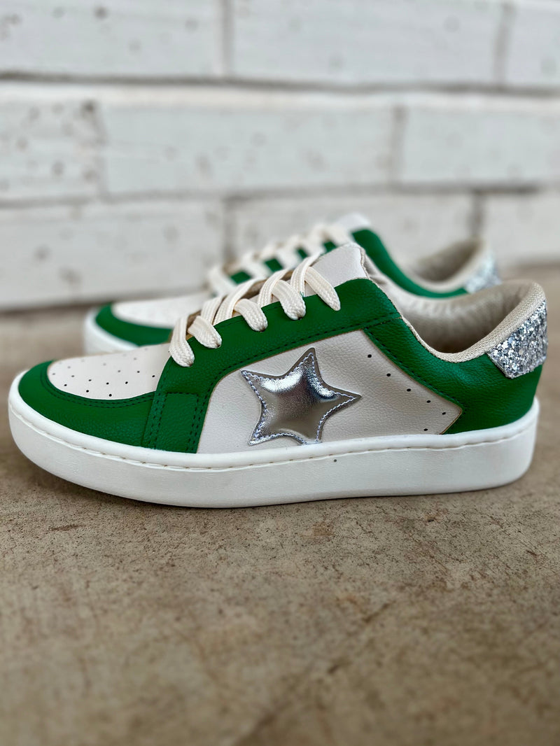 Green & Silver Game Day Sneakers | gussieduponline