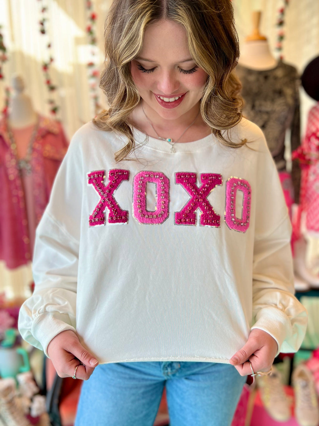 XOXO Cropped Sweater* | gussieduponline