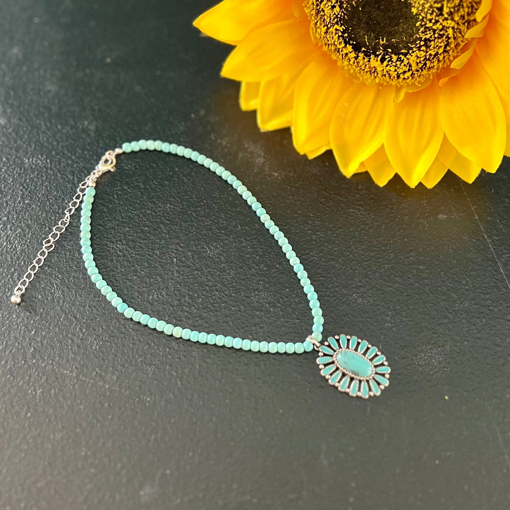 Blooming Turquoise Choker Necklace | gussieduponline