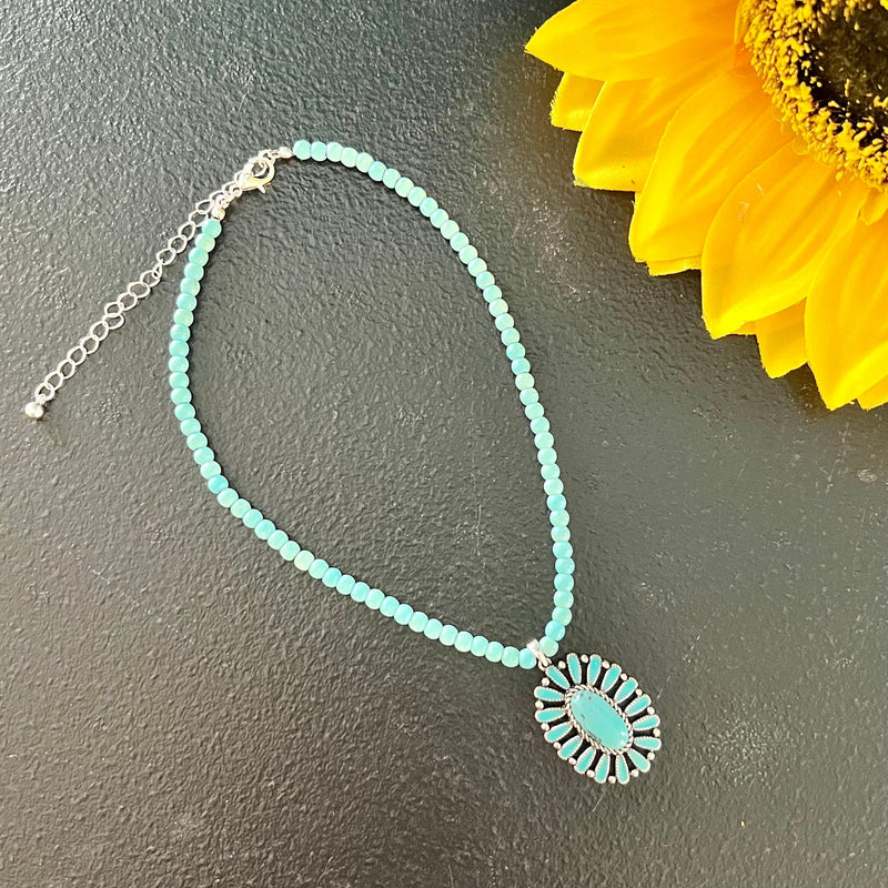 Blooming Turquoise Choker Necklace | gussieduponline