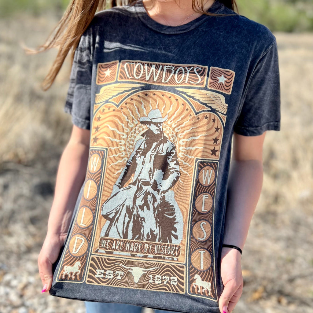 Mineral Washed Cowboy History Graphic Tee | gussieduponline