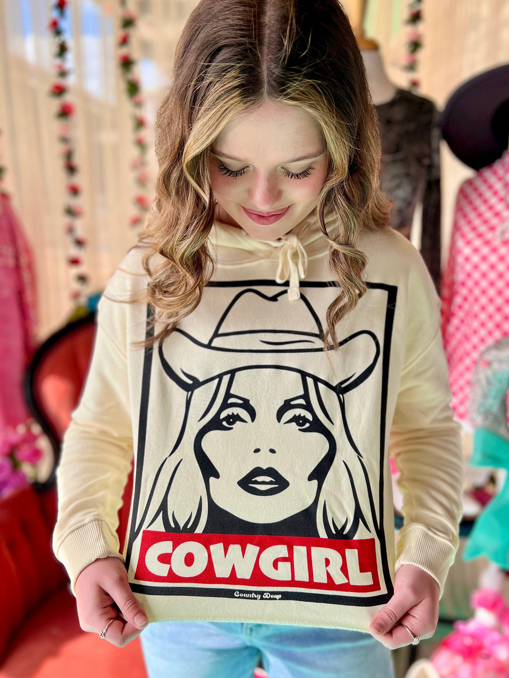 Cowgirl Lightweight Cropped Hoodie | gussieduponline