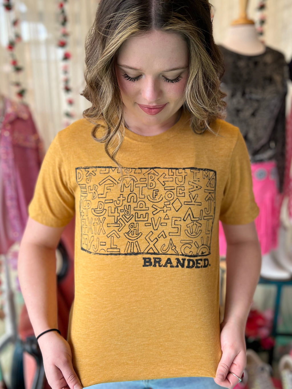 Branded Mustard Tee | gussieduponline