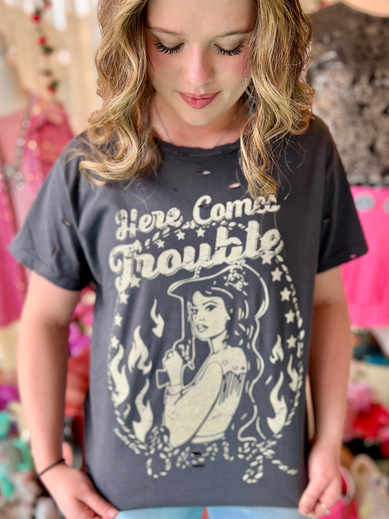 Here Comes Trouble Holy Tee | gussieduponline
