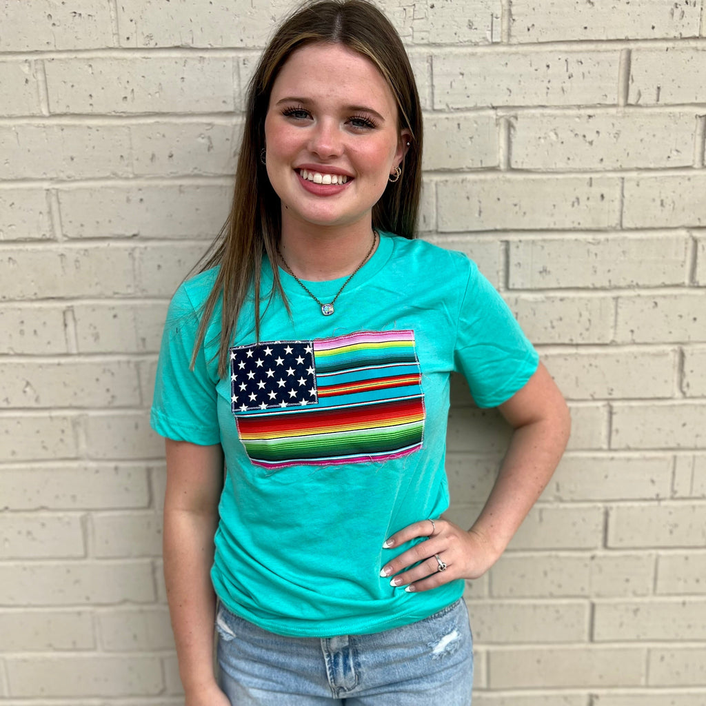 Bright Stripes Turquoise Tee | gussieduponline