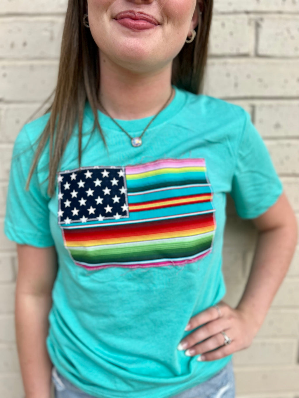 Bright Stripes Turquoise Tee | gussieduponline