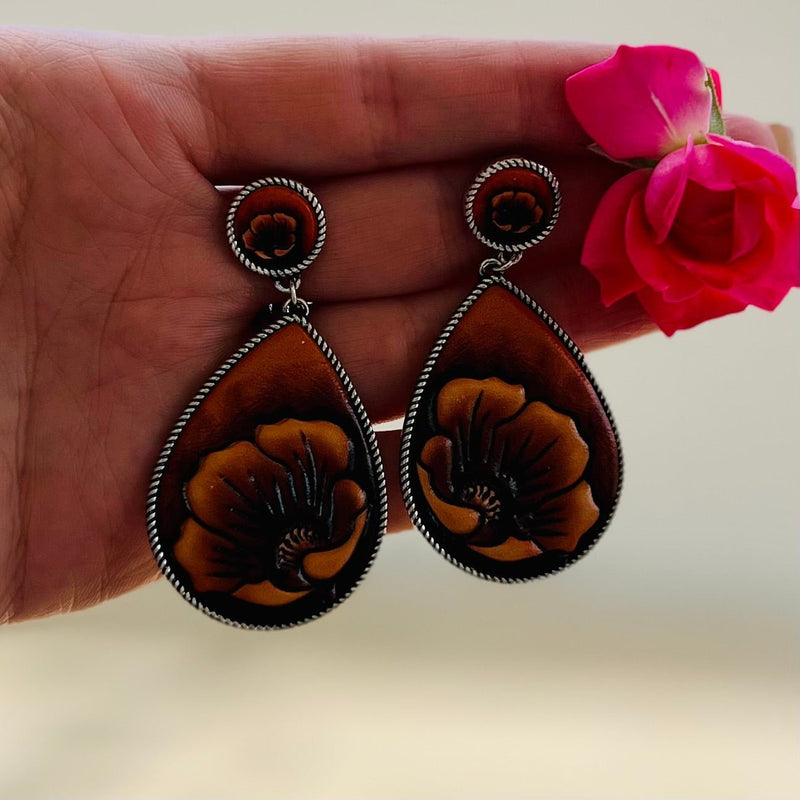 Leathered Sunflower Earrings | gussieduponline