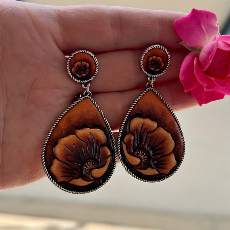 Leathered Sunflower Earrings | gussieduponline