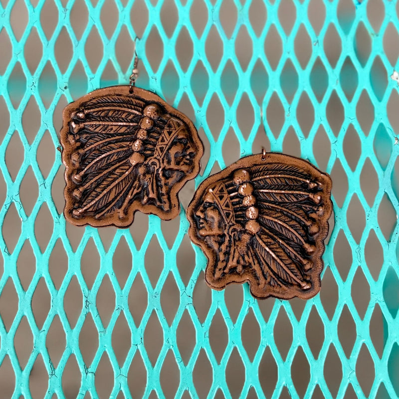 Leather Chief of Chiefs Earrings | gussieduponline