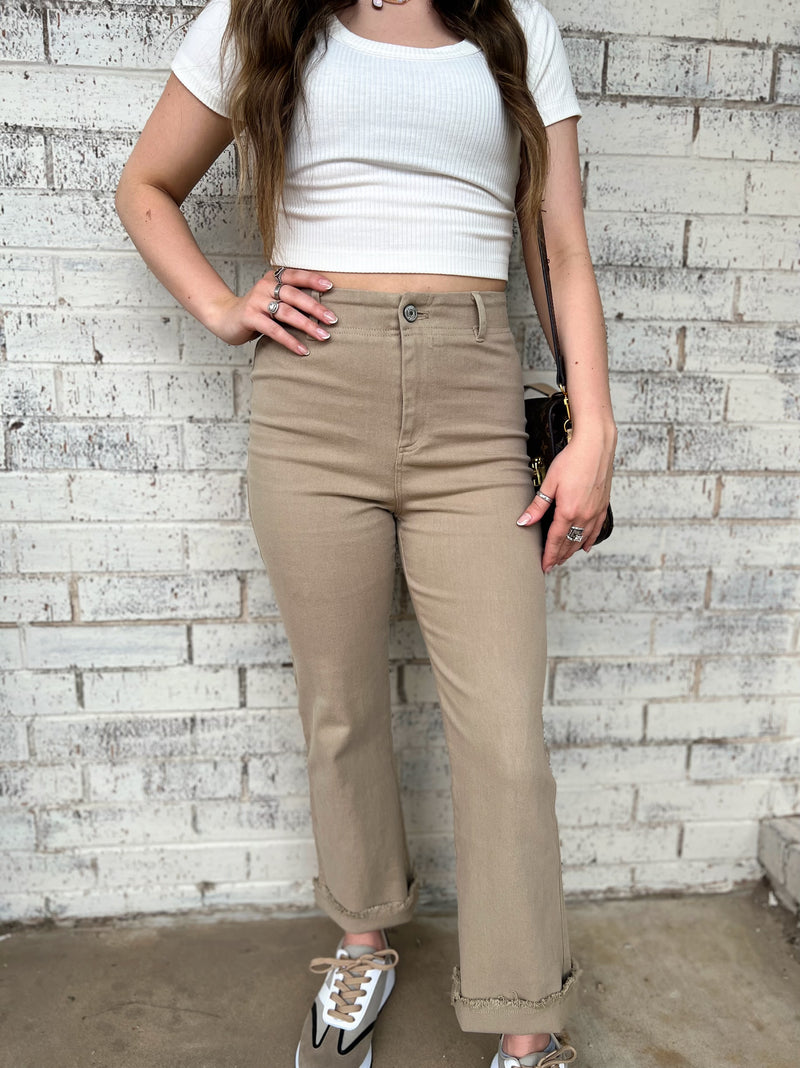 One Good Reason High Rise Khaki Trousers