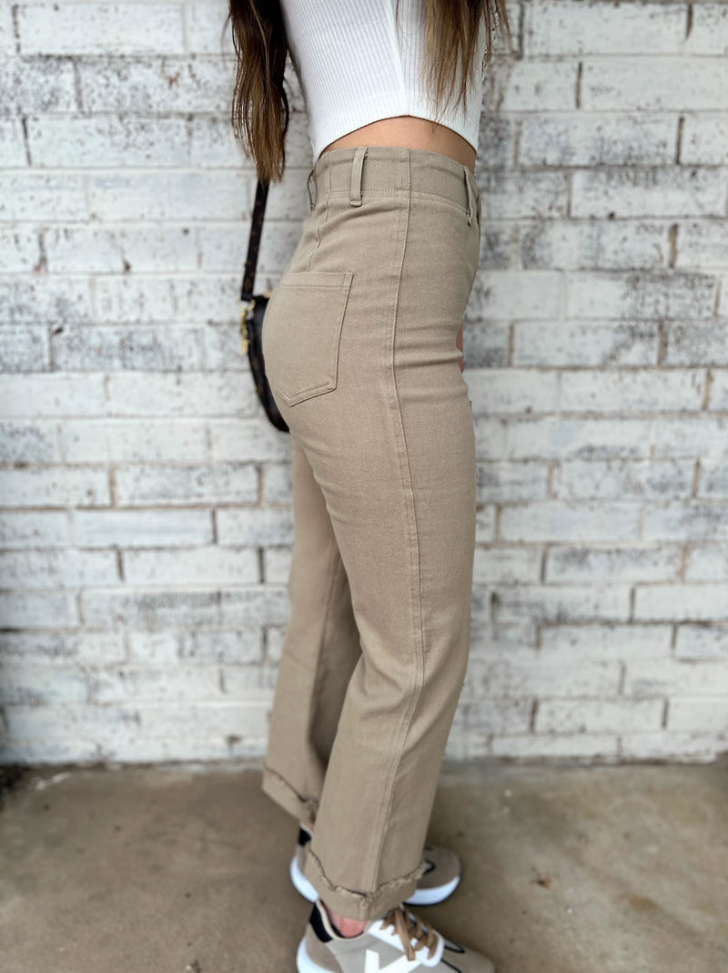 One Good Reason High Rise Khaki Trousers