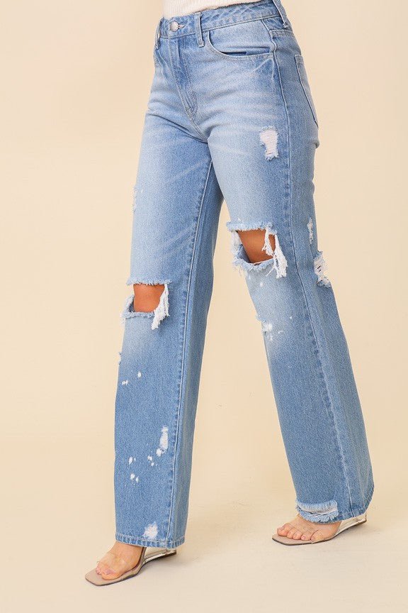 I Pay No Mind Wide Leg Denim Jeans | gussieduponline