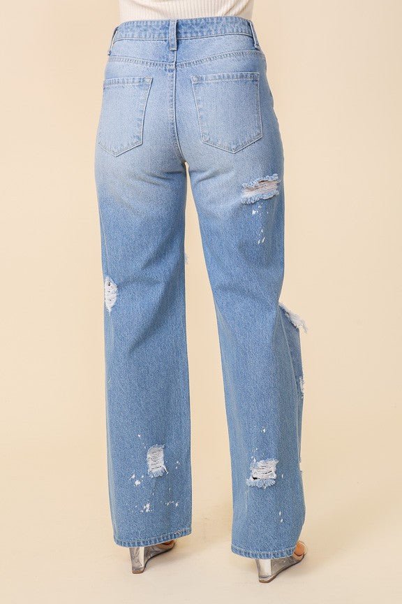 I Pay No Mind Wide Leg Denim Jeans | gussieduponline