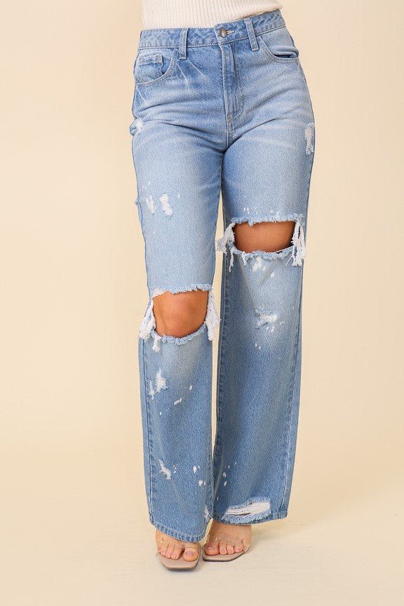 I Pay No Mind Wide Leg Denim Jeans | gussieduponline