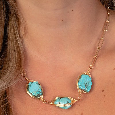 Wired In Turquoise Necklace- 2 Colors | gussieduponline