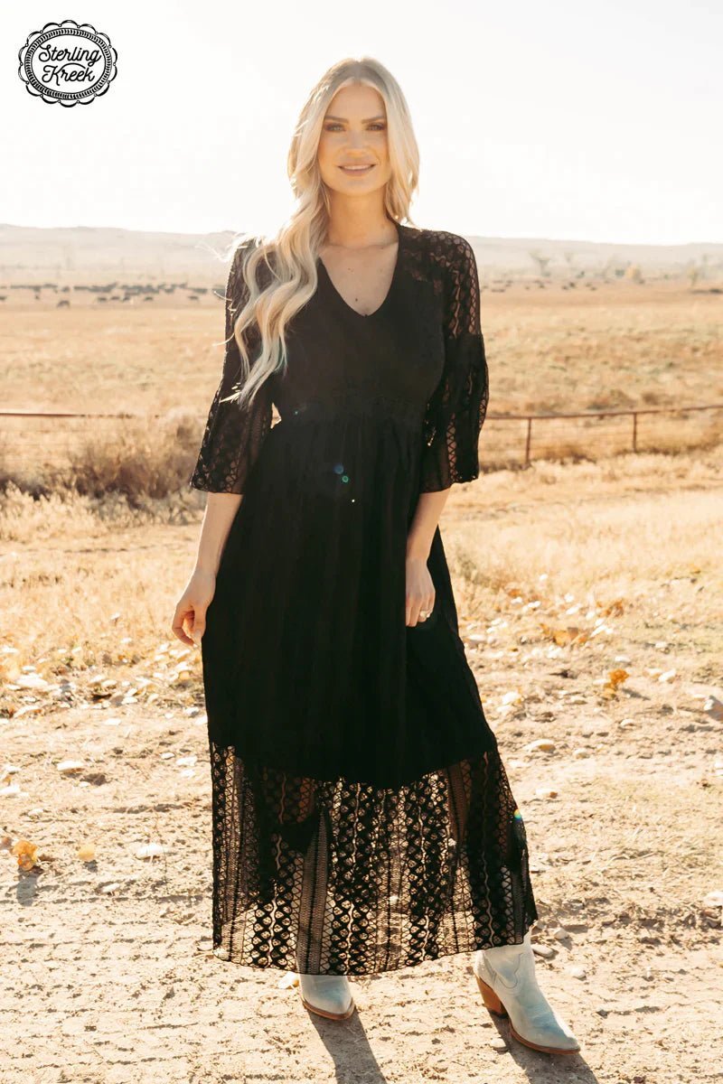 PLUS Victorian Lace Black Maxi Dress | gussieduponline