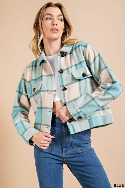 Blue Kori America Plaid Jacket I Gussied Up Online – gussied up online