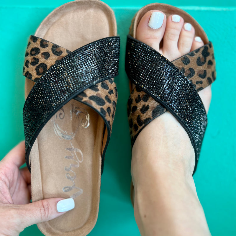 Sparklin' Leopard Slide Sandals* | gussieduponline