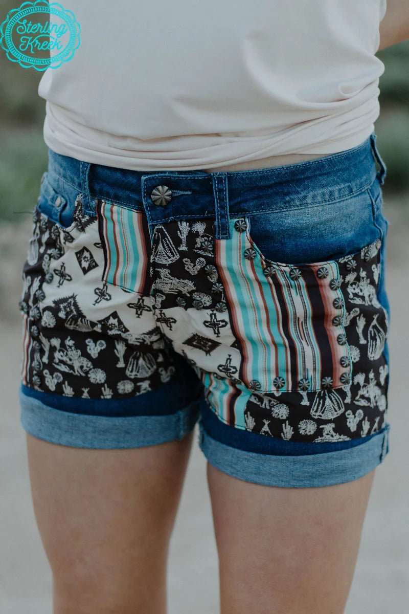 PLUS Sterling Kreek Patched Up Western Shorts-Long | gussieduponline