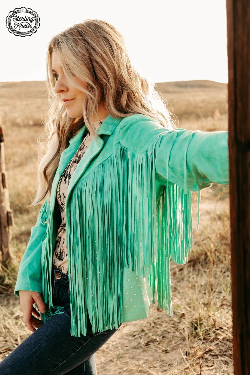 Shimmer and Shine Turquoise Jacket | gussieduponline