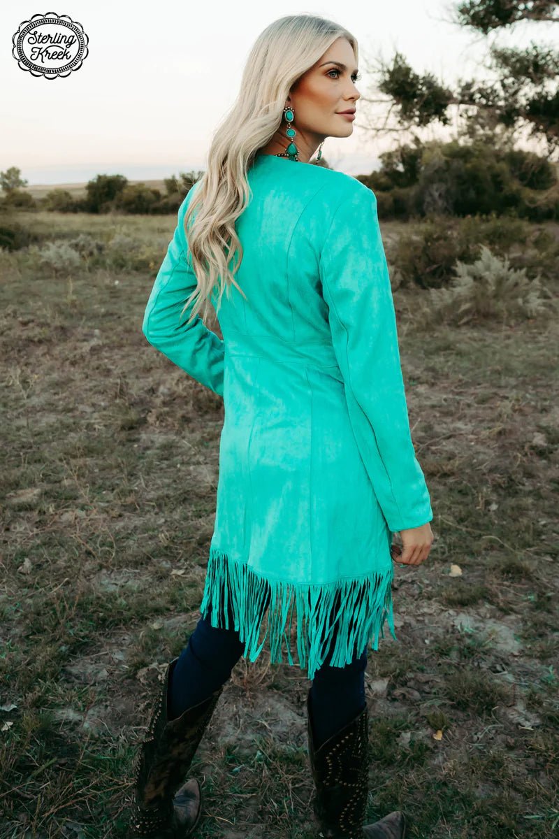 Scottsdale Suede Turquoise Jacket | gussieduponline