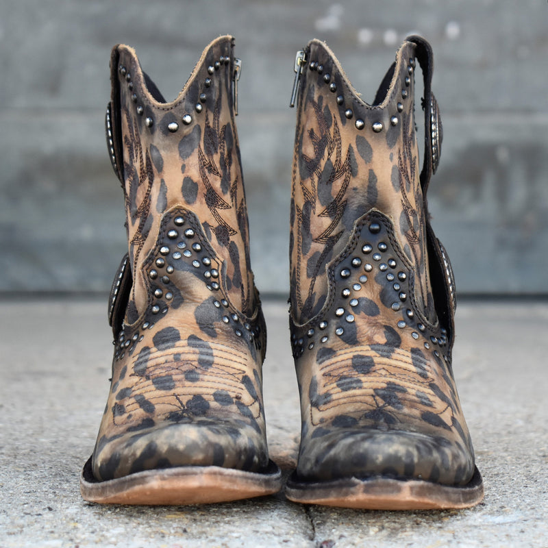 Buckled In Leopard Leather Bootie* | gussieduponline