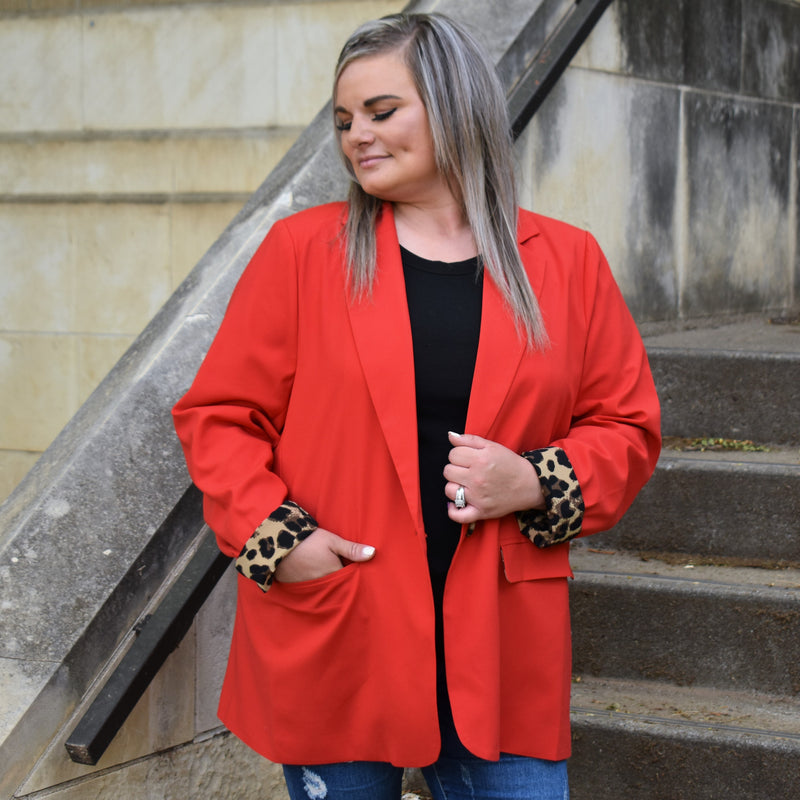 Plus Red All Over Blazer* | gussieduponline