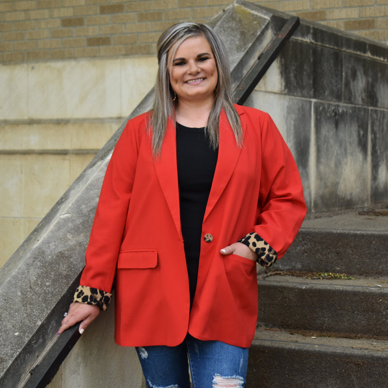 Plus Red All Over Blazer* | gussieduponline