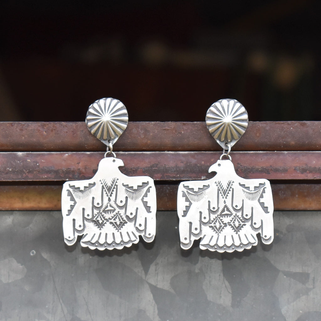 T-Bird Navajo Handcrafted Sterling Earring | gussieduponline