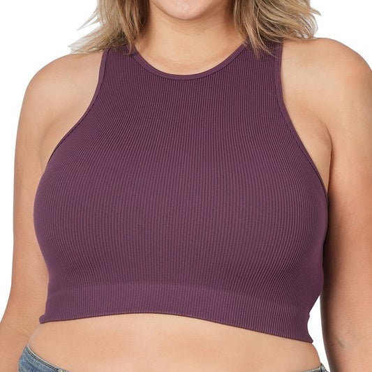 Plus Cropped And Ribbed Racerback Top- 3 Colors | gussieduponline