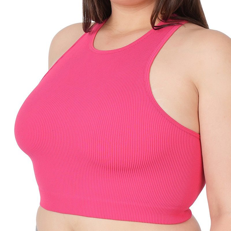 Plus Cropped And Ribbed Racerback Top- 3 Colors | gussieduponline