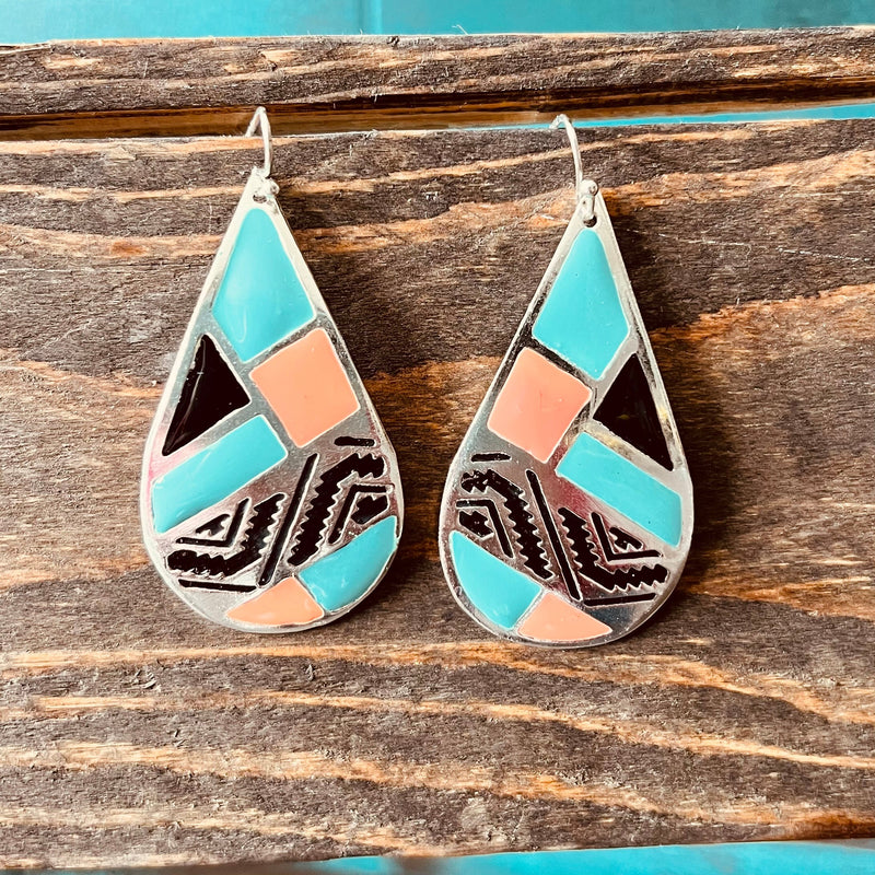 Mosaic Tear Drop Earrings | gussieduponline