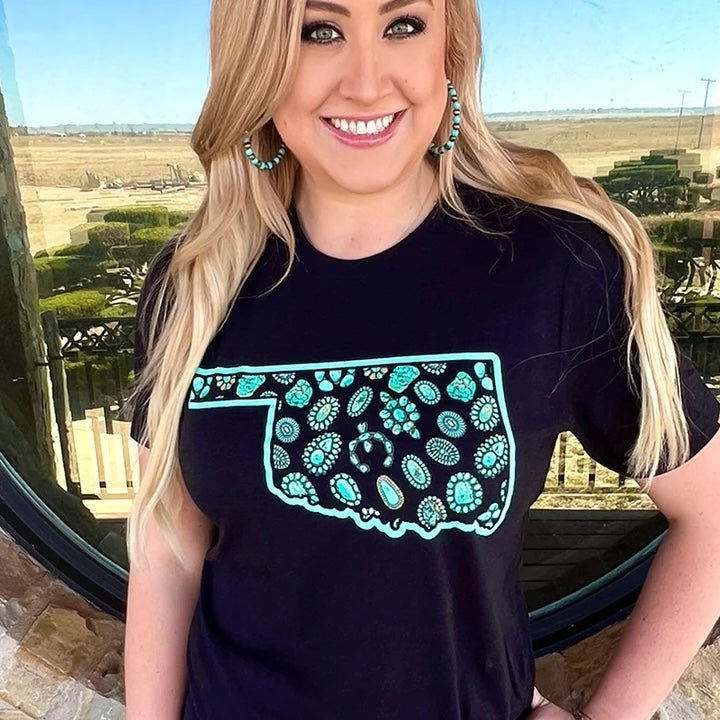 Oklahoma In Turquoise Tee | gussieduponline