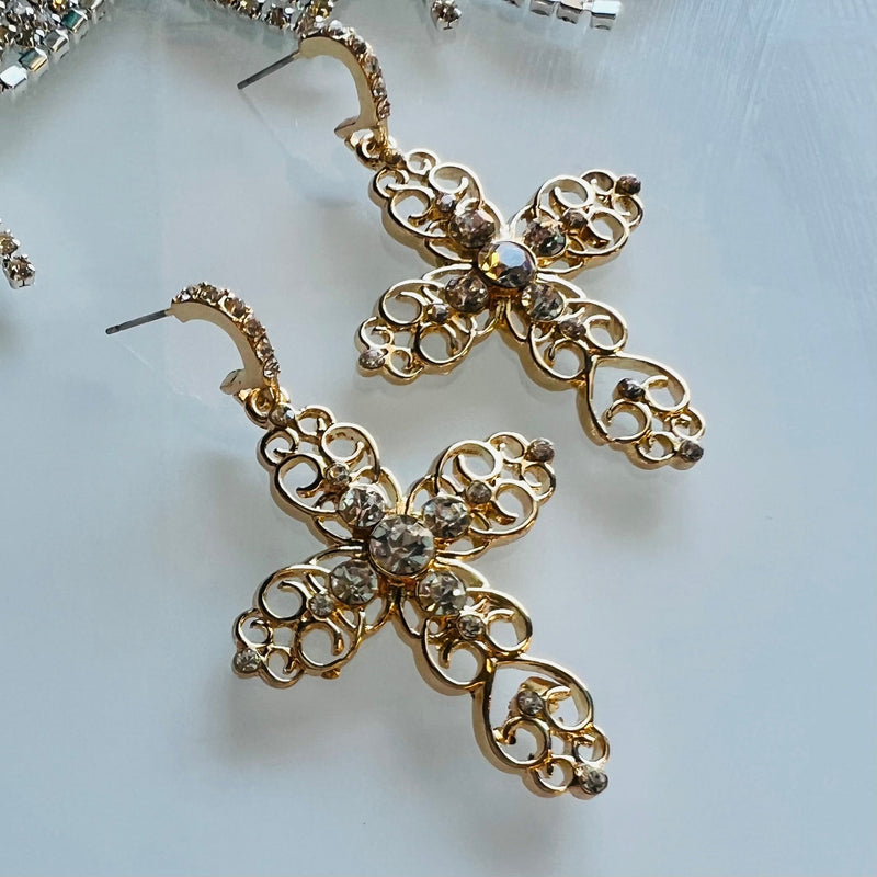 Golden Cross Earrings | gussieduponline