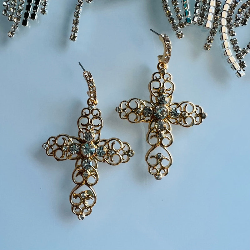 Golden Cross Earrings | gussieduponline