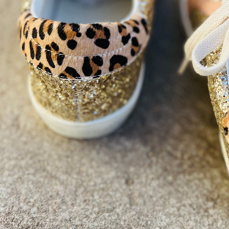 Gold Glistening Star Sneakers | gussieduponline