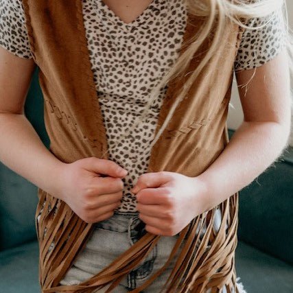 Kid's Fornia Camel Fringe Vest | gussieduponline