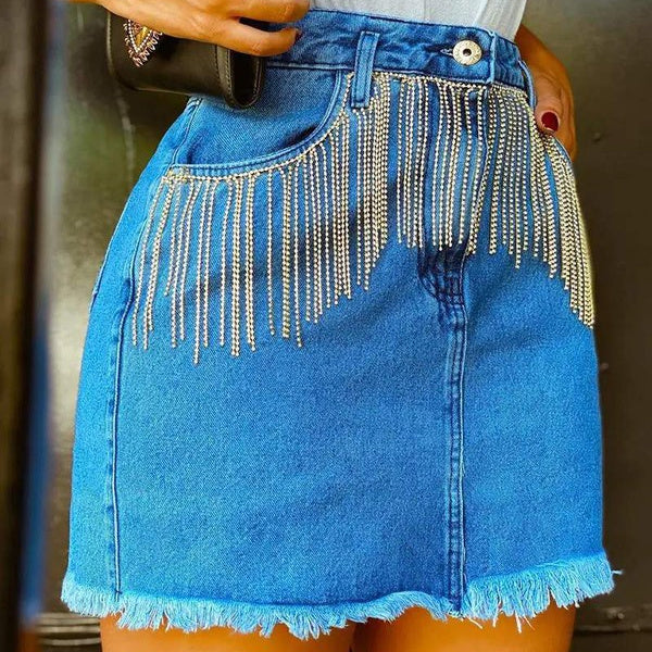 Rhinestone Cowgirl Denim Skirt* | gussieduponline