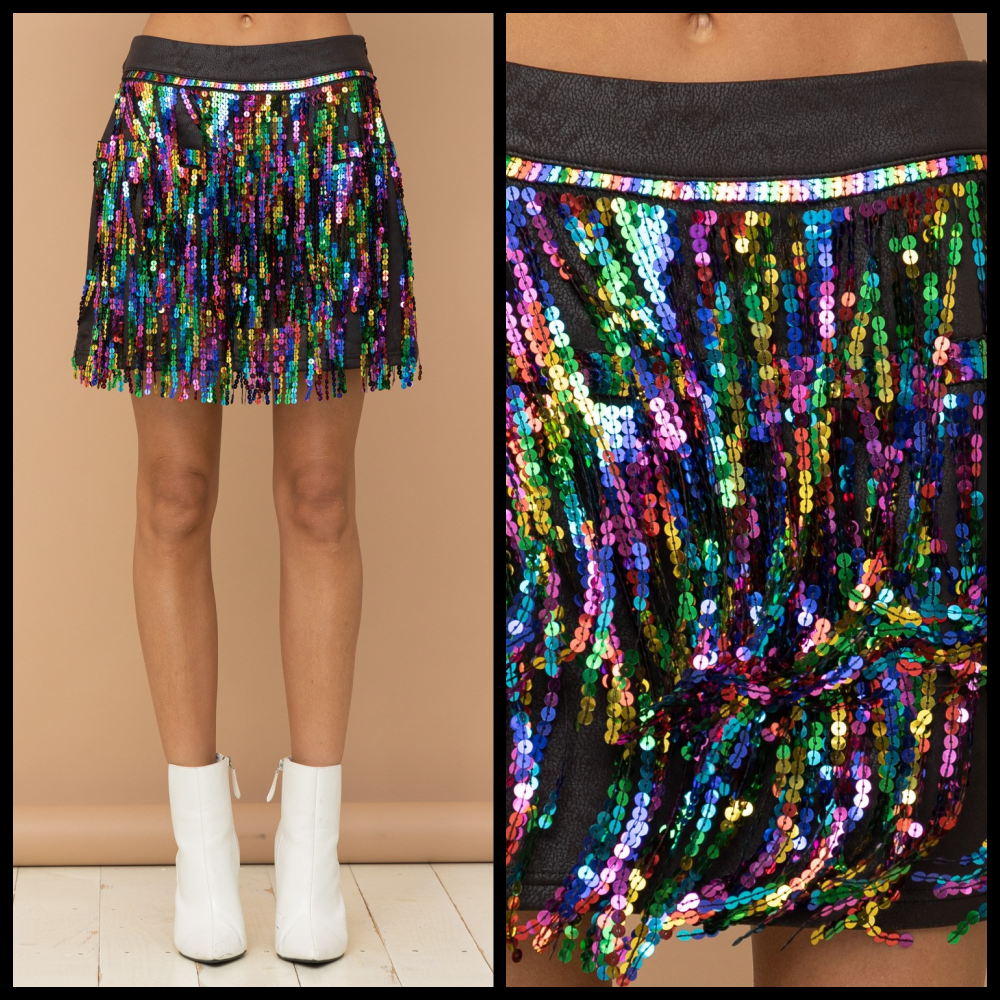 Rainbow Cascade Mini Skirt* | gussieduponline