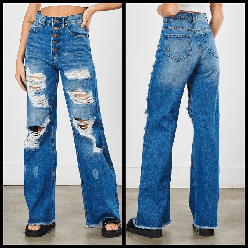 Too Blessed To Stress Wide Leg Jeans | gussieduponline