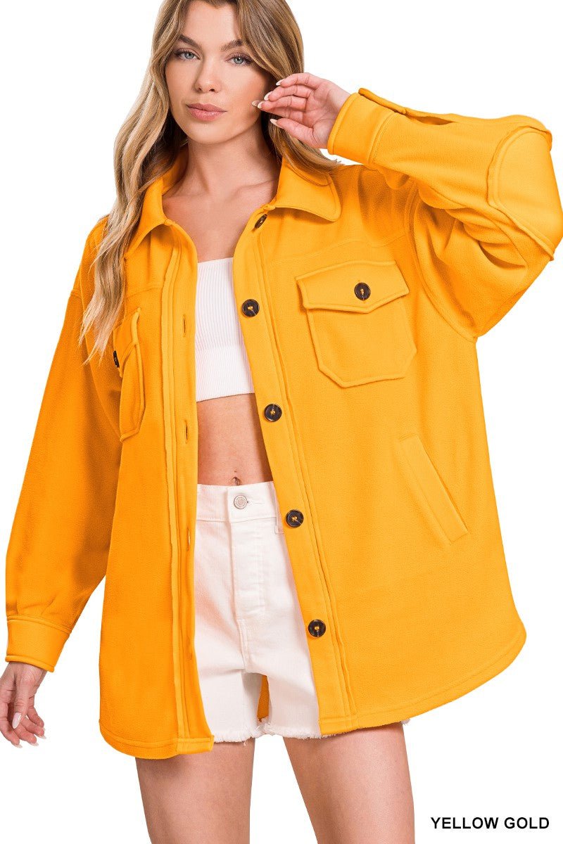 Yellow Gold Button Up Shacket* | gussieduponline