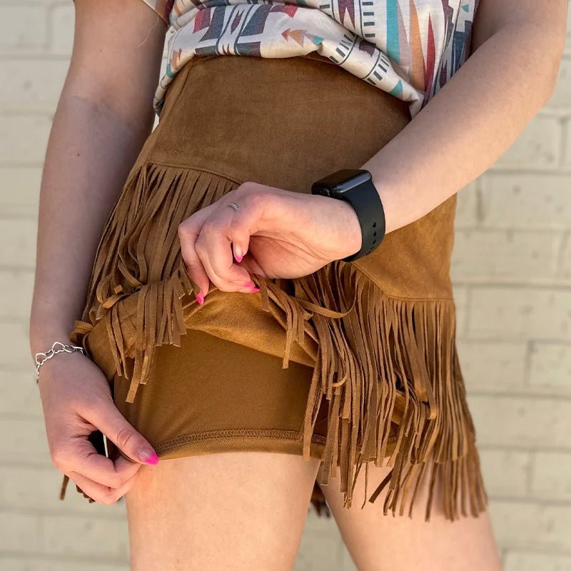 Fort Worth Fringe Skirt Brown | gussieduponline