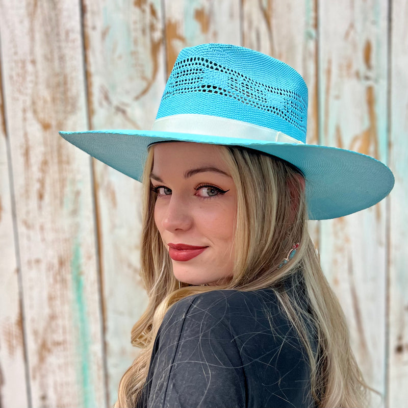 Rolling Around In The Turquoise Straw Hat | gussieduponline