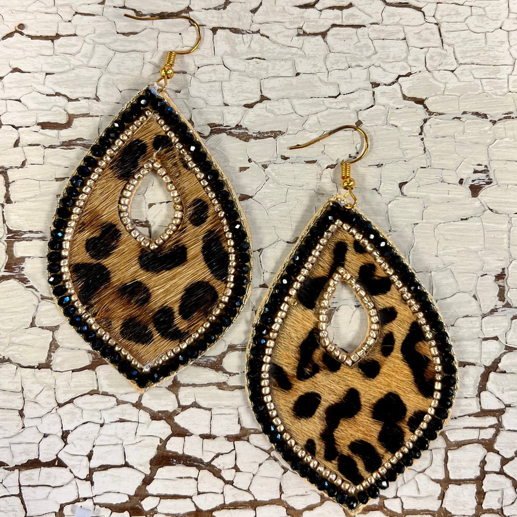 Hear Me Roar Leopard Water Drop Earrings | gussieduponline