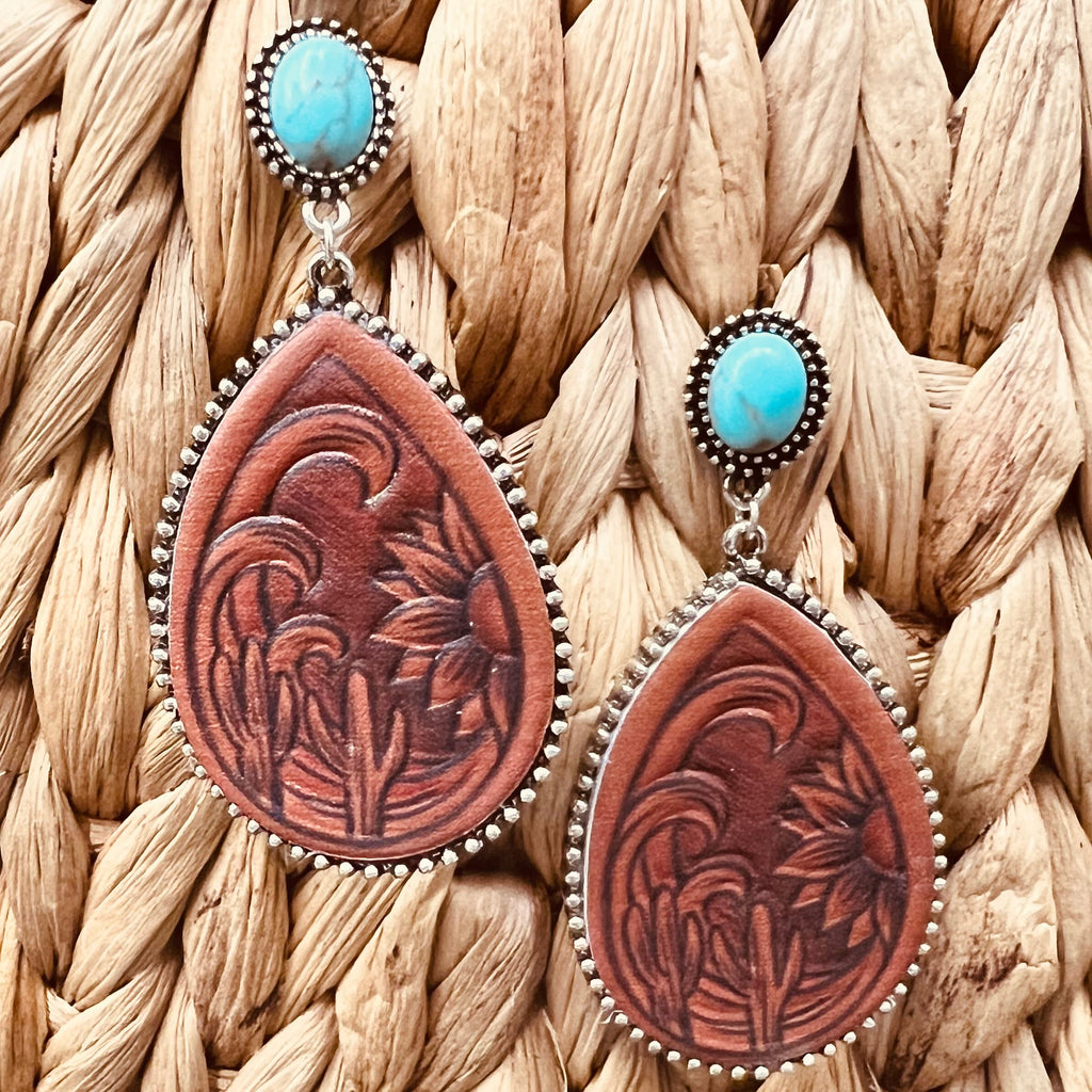 Leather Stamped Earrings | gussieduponline