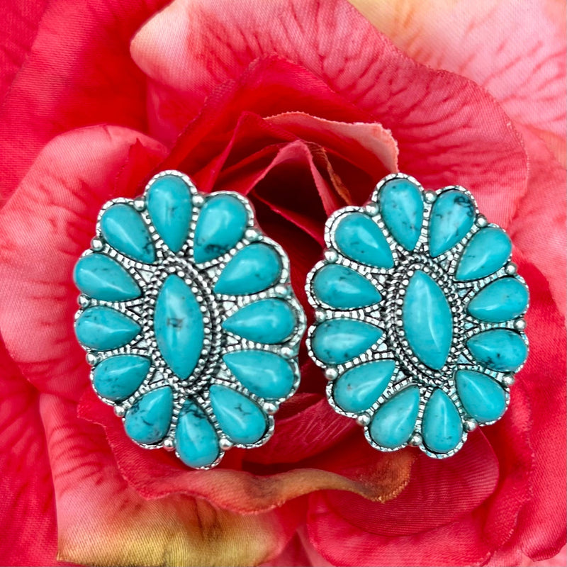 Addyson Parker Turquoise Squash Blossom Earrings | gussieduponline